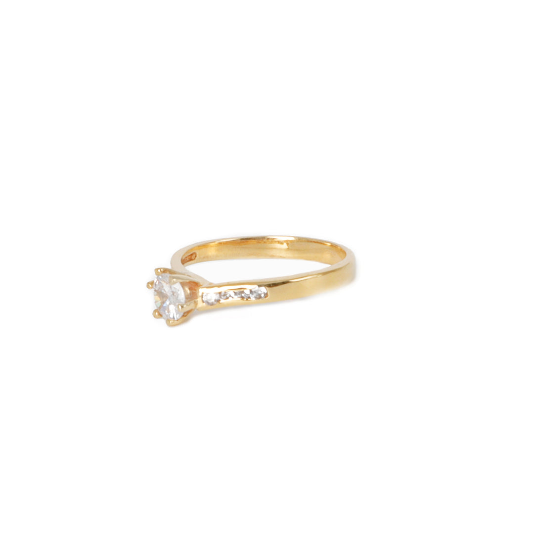 Anillo Solitario con Circones Lateral