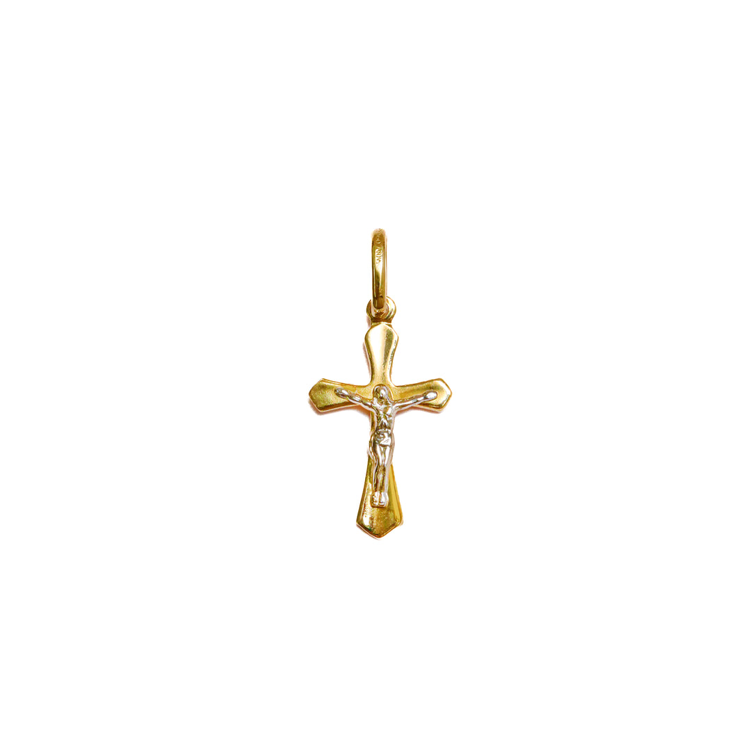 Dije Cruz Cristo Oro Blanco