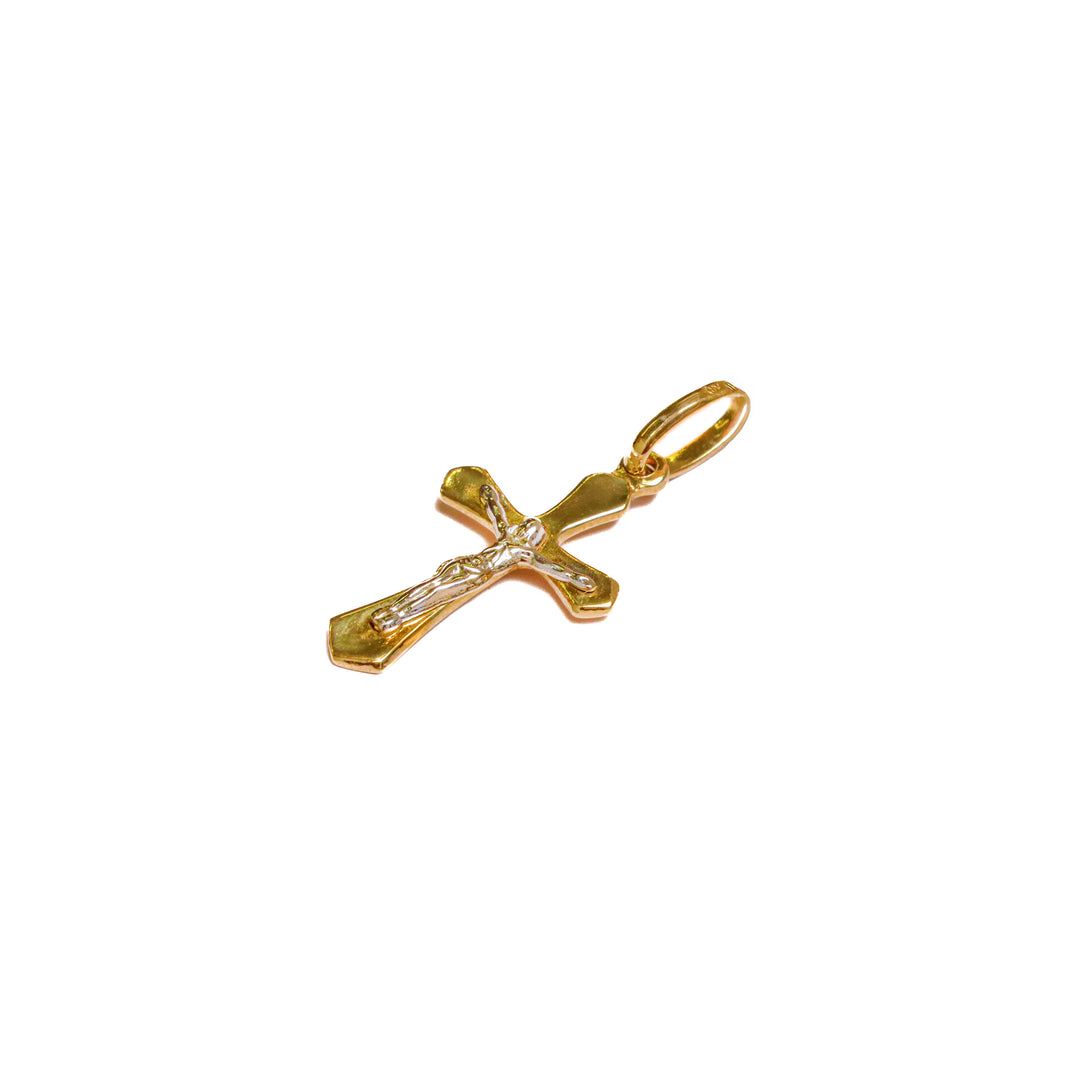 Dije Cruz Cristo Oro Blanco