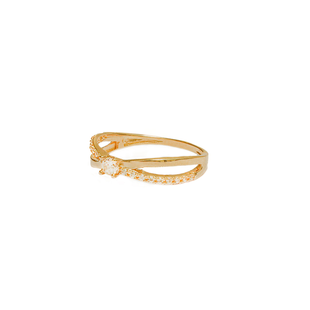Anillo solitario Cruzado con circones