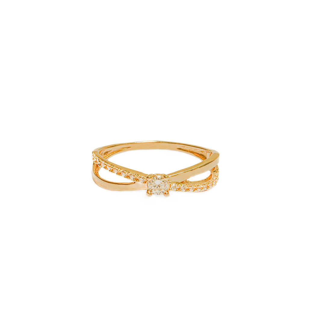 Anillo solitario Cruzado con circones