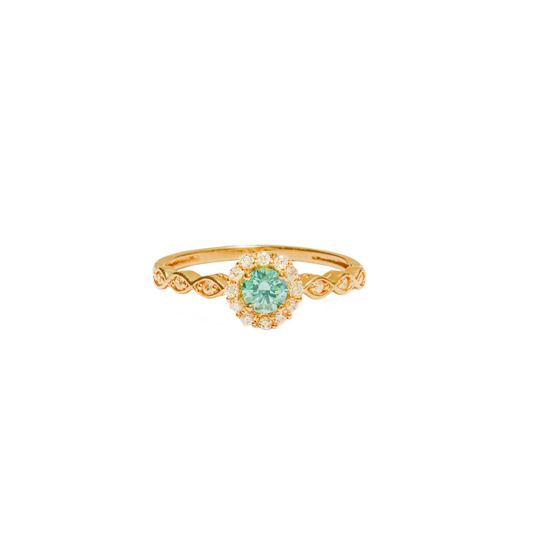 Anillo solitario con piedra aguamarina