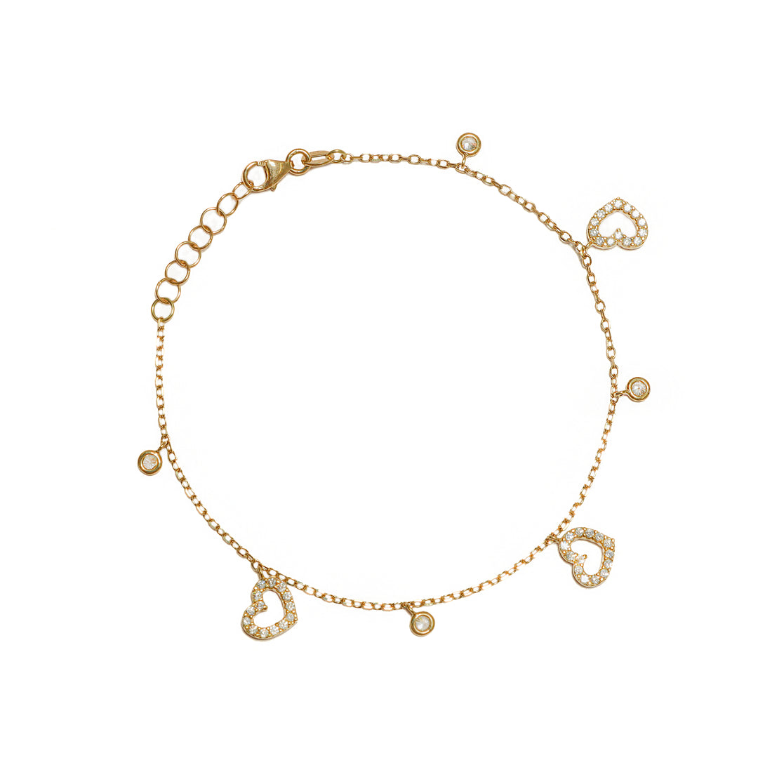 Pulsera con dije silueta corazón pequeño con circon