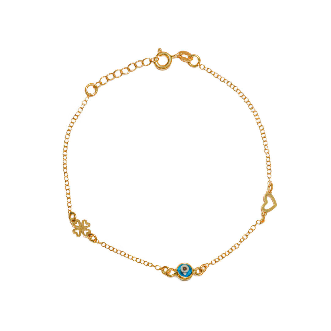 Pulsera con dije Ojo turco y silueta corazón