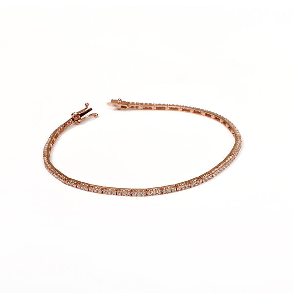 Pulsera Tenis Con Circones 2mm 17.5Cm Oro Rosa