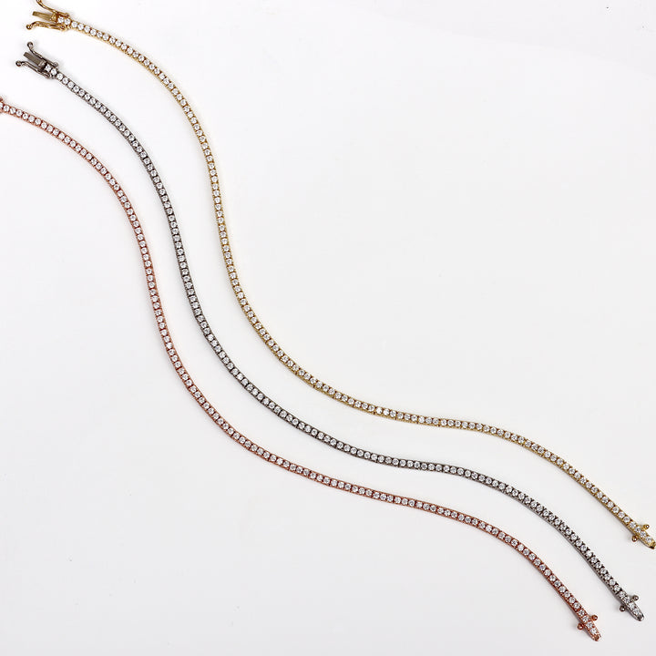Pulsera Tenis Con Circones 2mm 17.5Cm Oro Rosa