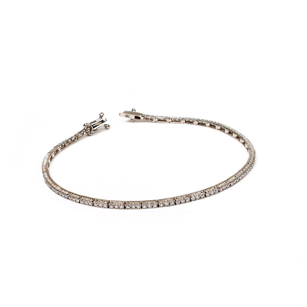 Pulsera Tenis Con Circones 2mm 17.5Cm Oro Blanco