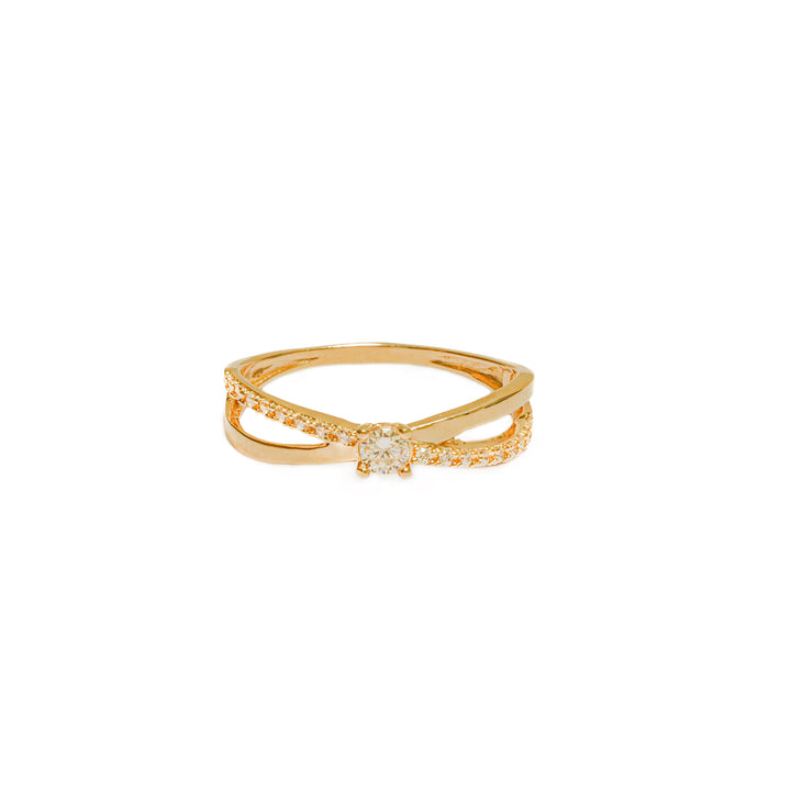 Anillo solitario Cruzado con circones