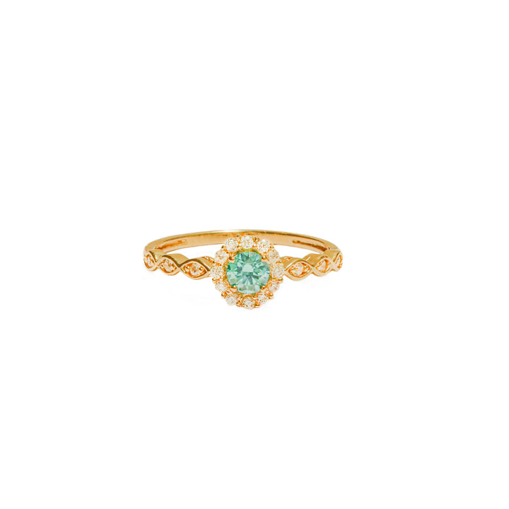 Anillo solitario con piedra aguamarina