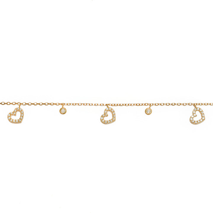 Pulsera con dije silueta corazón pequeño con circon