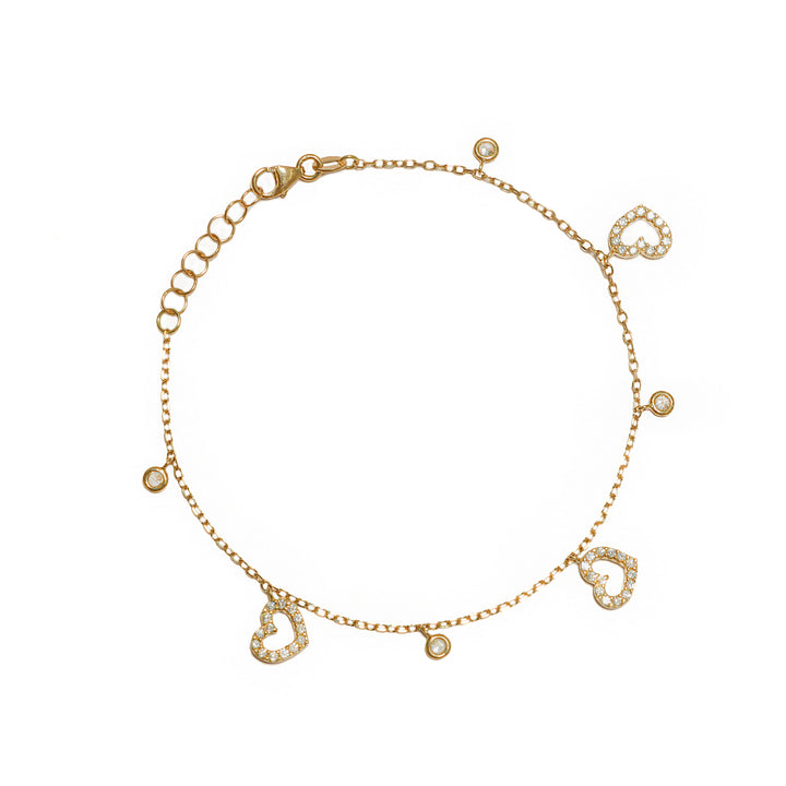 Pulsera con dije silueta corazón pequeño con circon