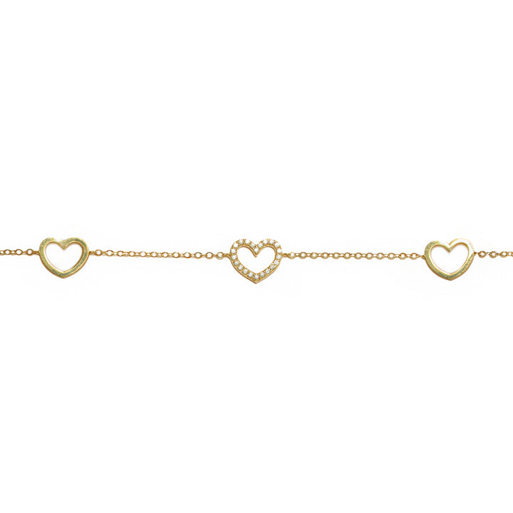 Pulsera con dije silueta corazón grande con circón
