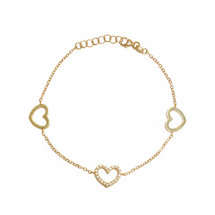 Pulsera con dije silueta corazón grande con circón