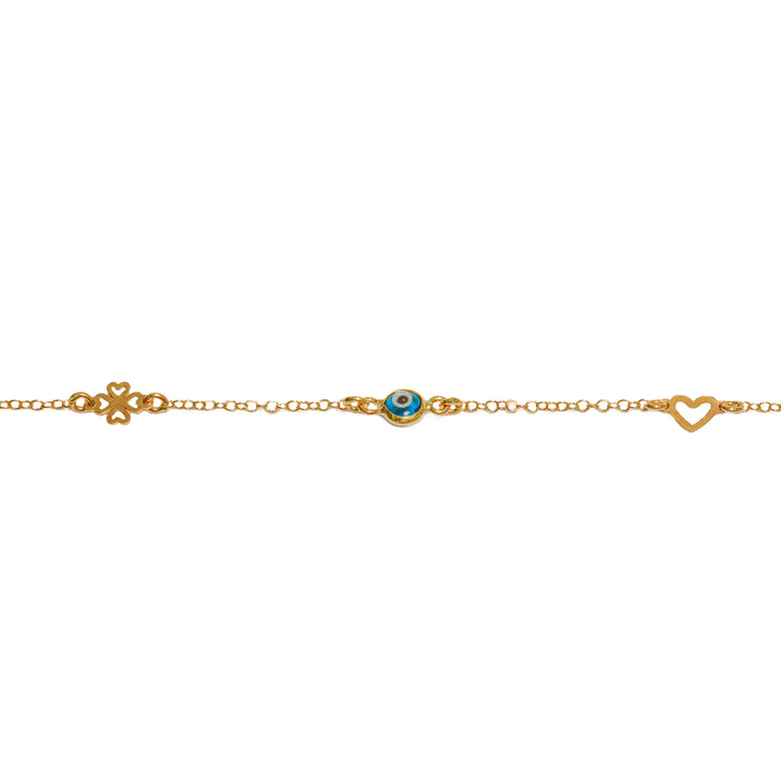 Pulsera con dije Ojo turco y silueta corazón